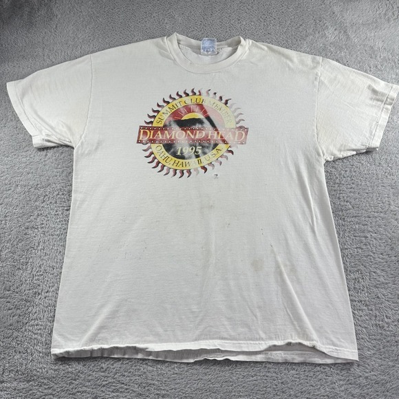 Vintage 90s Diamond Head Summit Shirt Mens XL White Distressed‎ Hawaii - Picture 1 of 12